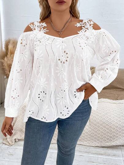 SHEIN Essnce Blusa De Hombro Frío Para Mujeres De Talla Grande