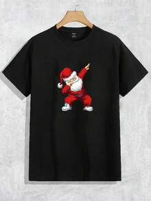 GENTILAND Nam Ông già noel In Dệt kim Ngắn tay Áo thun - màu đen - Xem 2