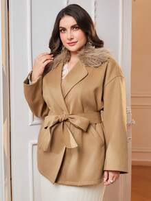 Modelyn Hơn 	
Fuzzy Vòng cổ Thắt lưng Áo khoác - Lạc đà - Xem 6