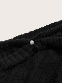 SHEIN ICON Spring Black Off Shoulder Asymmetrical Hem Tee - Black - View 3