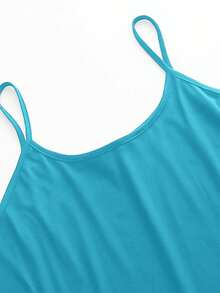 Calvaya Của phụ nữ Đơn giản Màu thuần Kích thước lớn Váy Dây - Màu xanh nhạt - Xem 3