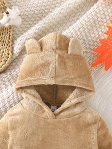 Sudadera Con Capucha De Manga Larga Con Orejas De Conejo Para Niñas Pequeñas Para Primavera Y Otoño - Caqui - Ver 6