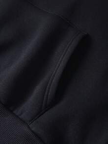 SHEIN EZwear 加大码女式卡通字母印花卫衣 - 黑色 - 查看 4