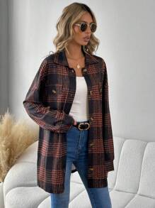 SHEIN LUNE 女性千鳥格常規外套 - 彩色 - 查看 3