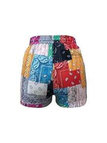 European And American Women's Summer Paisley & Cashew Flower Print Casual Shorts Loose Beach Shorts - 彩色 - 查看 2