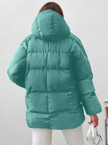 Abrigo De Mujer Con Capucha Acolchado - Verde - Ver 2