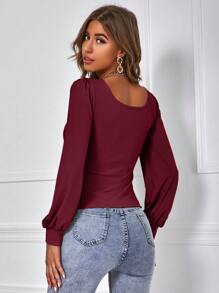 SHEIN Frenchy Women's Square Neck Long Sleeve T-shirt