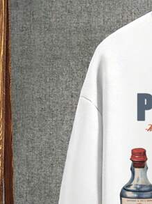 Manfinity Hypemode 男士寬鬆版型印花圖案連帽衫 - 白色 - 查看 4