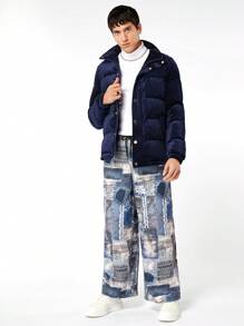 Manfinity VCAY Chaqueta acolchada con cremallera de ajuste holgado para hombre