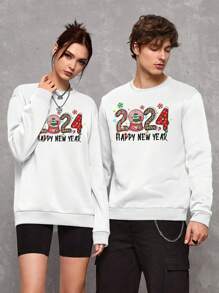 Manfinity RebelGame 1pc Christmas Print Crew Neck Casual Sweatshirt, For Fall Winter - White - View 1