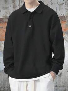 Manfinity Hypemode Loose Fit Men's Polo Shirt With Drop Shoulder - Black - View 1