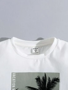 Chàng trai trẻ In cây dừa Áo thun & Thắt Eo Quần thể thao - trắng - Xem 5