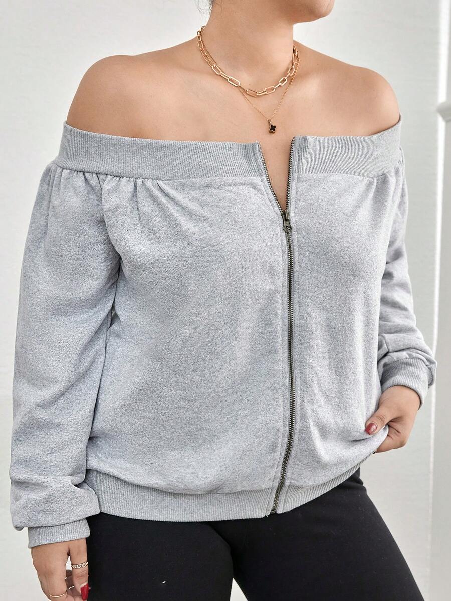 RueChic 大尺碼衛衣 - 灰色 - 查看 1