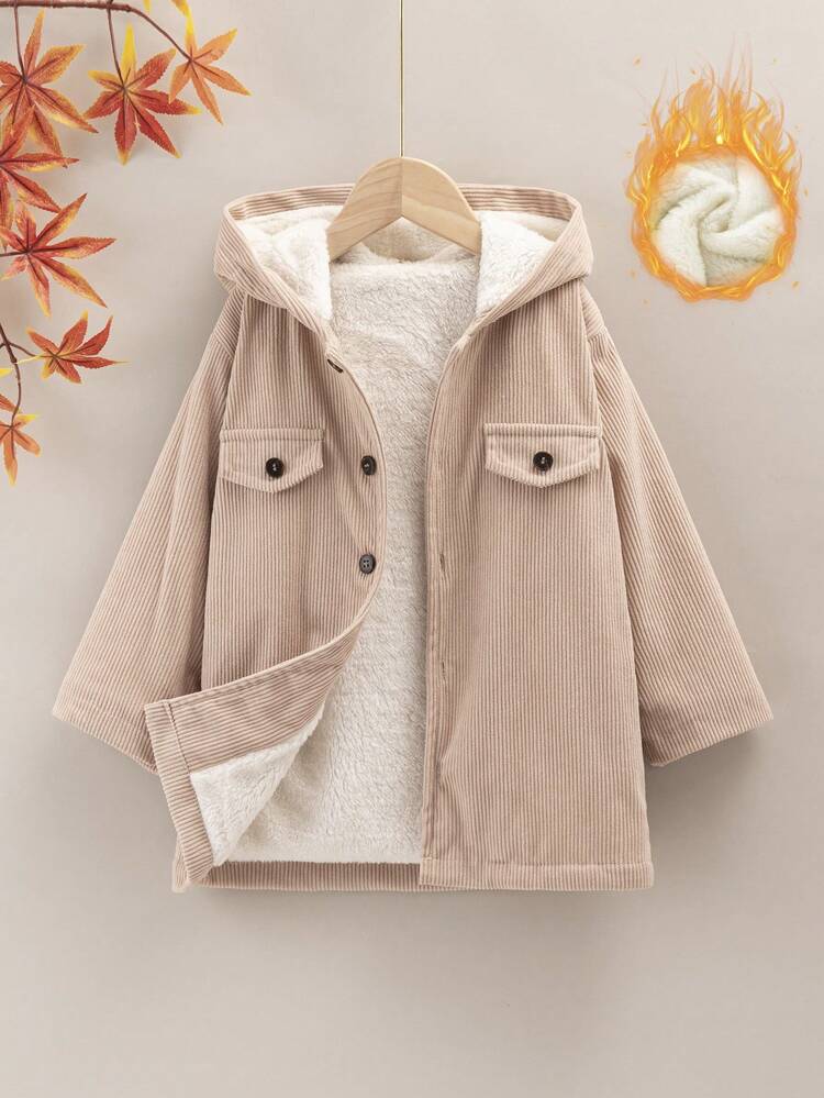 Young Boy Flap Detail Thermal Lined Hooded Coat