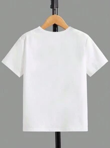 SHEIN Tween Boy Astronaut & Planet Print Tee - White - View 2