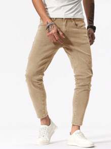 OTTIMOZO Quần Jeans Nam Ôm Vừa Vặn Thoải Mái & Thường Ngày Quần Kaki Quần Kaki Nam - Màu be - Xem 3