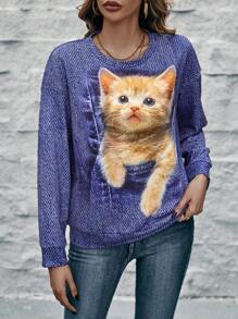 SHEIN LUNE 女士運動衫 - 藍色 - 查看 1