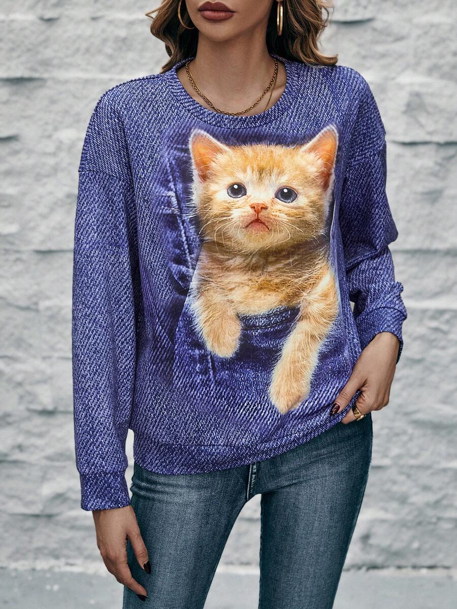 SHEIN LUNE 女士運動衫 - 藍色 - 查看 1