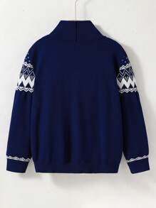 Con trai Đúng mốt Và Duy nhất Hòn đảo Công bằng Phong cách Áo len Mở Áo len - Màu xanh hải quân - Xem 2