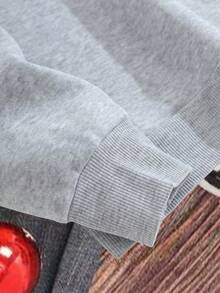 SHEIN Unity Áo nỉ lót nhiệt họa tiết Giáng sinh cỡ lớn - Màu Xám nhạt - Xem 3