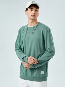 GENTILAND Men's Round Neck Casual Long Sleeve Sweatshirt - Green - View 4