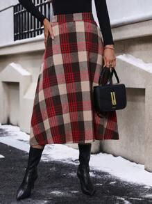 SHEIN Clasi Của phụ nữ Kẻ sọc Váy - Cà phê nâu - Xem 6