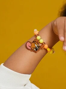 TOM & JERRY X SHEIN Conjunto De Pulseras Elásticas Y Con Cuentas Para Niñas Con Diseño De Dibujos Animados Lindos, Conjunto De 3 Piezas - Multicolor - Ver 7