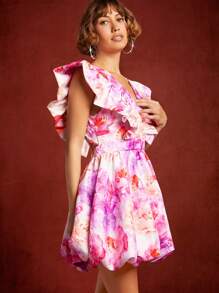 Hauture Váy xòe bèo nhún họa tiết hoa - Nhiều màu - Xem 6