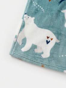 Girls' Cartoon Printed Hooded Drop Shoulder Pajamas - Baby Blue - View 6