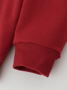 SHEIN 年輕女孩字母印花圓領衫 - 酒紅色 - 查看 5
