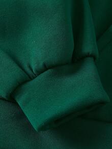 SHEIN EZwear Của phụ nữ Màu xanh lá In thư Áo nỉ - Màu xanh lá cây đậm - Xem 4