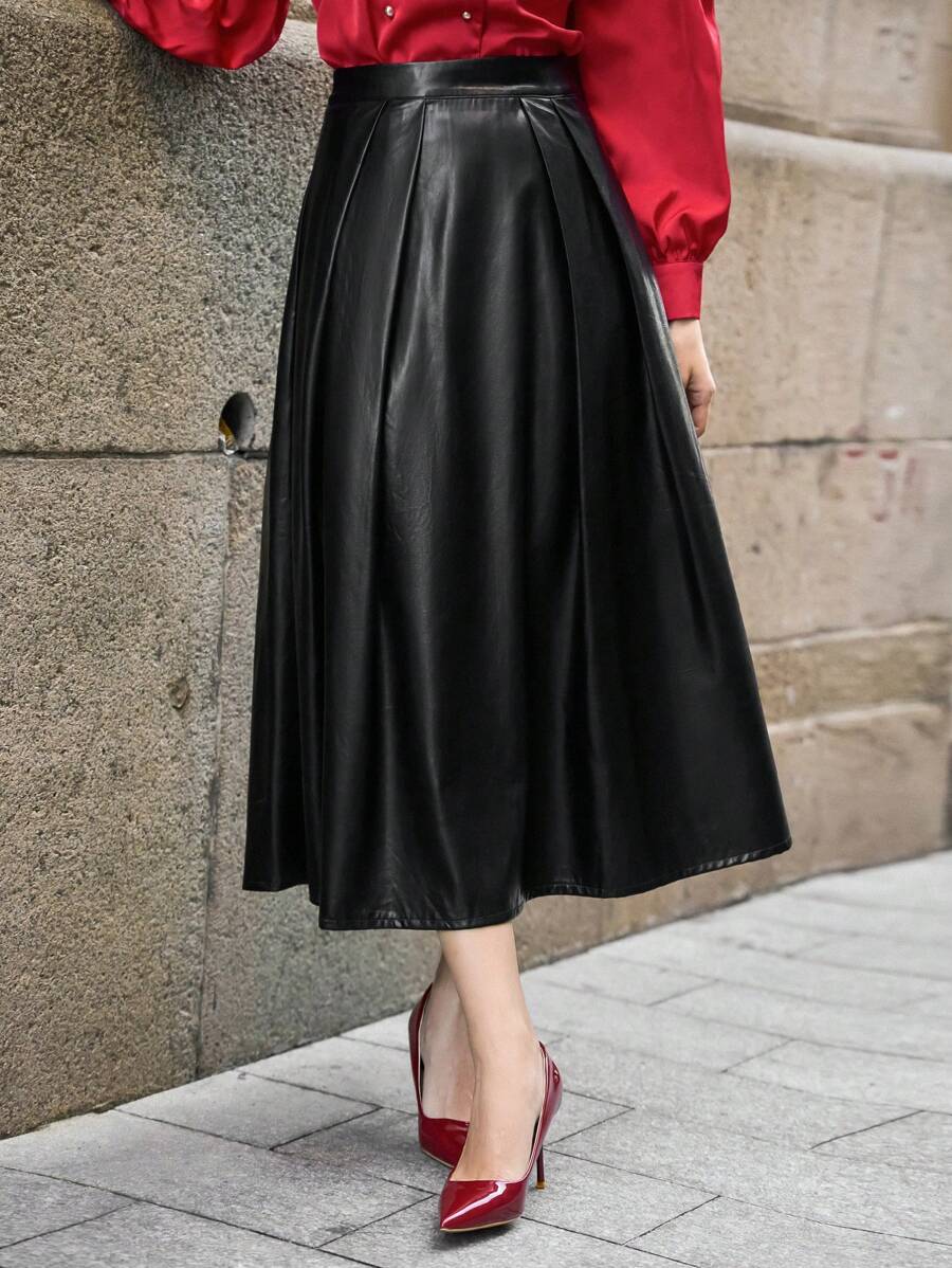 Dazy Star Falda Con Cintura Alta Para Mujeres - Negro - Ver 1