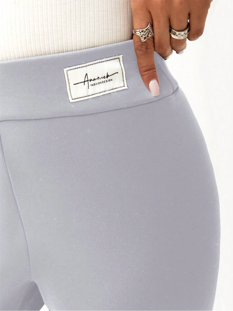 Letter Patched Thermal Lined Leggings Fall Cloth For Women