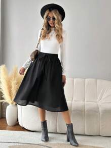 SHEIN LUNE 女雙口袋半身裙