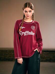 Harry Potter | ROMWE 拉幹袖頂部縫紉t恤