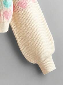 Áo khoác cardigan ngắn tay dài cài một hàng khuy họa tiết trái tim dành cho nữ - Màu be - Xem 3