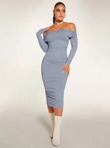 SHEIN BAE 女士連身裙 - 霧霾藍 - 查看 3