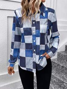 SHEIN LUNE 女式格子襯衫