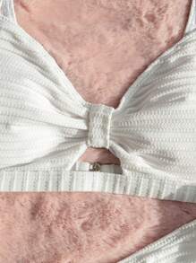 SHEIN Swim Summer Beach Solid Color Bikini Set Separates Bottom Wedding - White - View 7