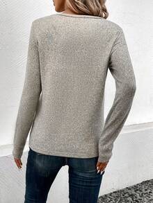 SHEIN LUNE Thả vai Áo thun - Màu be - Xem 2