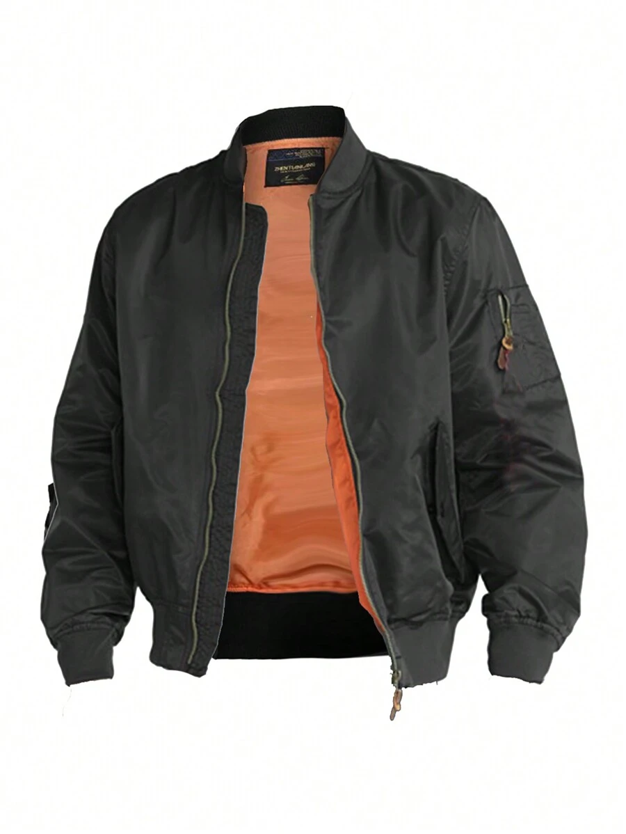 男款駕駛員夾克休閒防風外套 - 黑色 - 查看 1