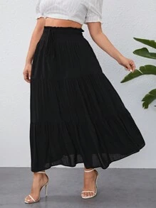SHEIN VCAY Falda Midi De Talla Grande - Negro - Ver 3