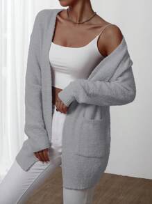 SHEIN Frenchy 女士落肩开衫 - 灰色 - 查看 4