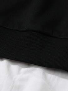 SHEIN Unity Áo nỉ cổ tròn lót nhiệt dày dặn in chữ cho nữ - màu đen - Xem 4