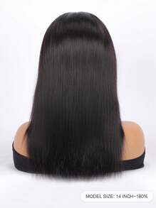 13x4 Silky Straight Lace Front Wig Human Hair 10-14 Inch Short Hair Transparent Frontal 180% Density Bleached Knots For Women Natural Black Pre-Plucked Hairline - Natural Black - View 3