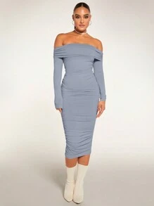 SHEIN BAE 女士連身裙 - 霧霾藍 - 查看 7