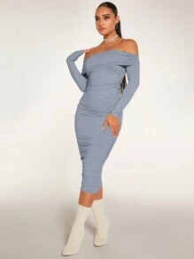 SHEIN BAE 女士連身裙 - 霧霾藍 - 查看 6