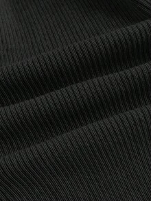 SHEIN EZwear 大碼女性鬆動拉鍊套頭毛衣開襟衫 - 黑色 - 查看 4