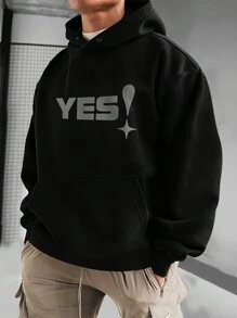 Manfinity Homme Nam Giải trí Thời trang Áo nỉ có mũ Với In - màu đen - Xem 4
