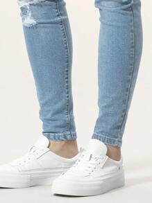 Manfinity Homme Men's Skinny Ripped Jeans, Men Ripped Skinny Jeans, Blue Ripped Jeans, Ripped Jeans Men - Light Wash - View 5